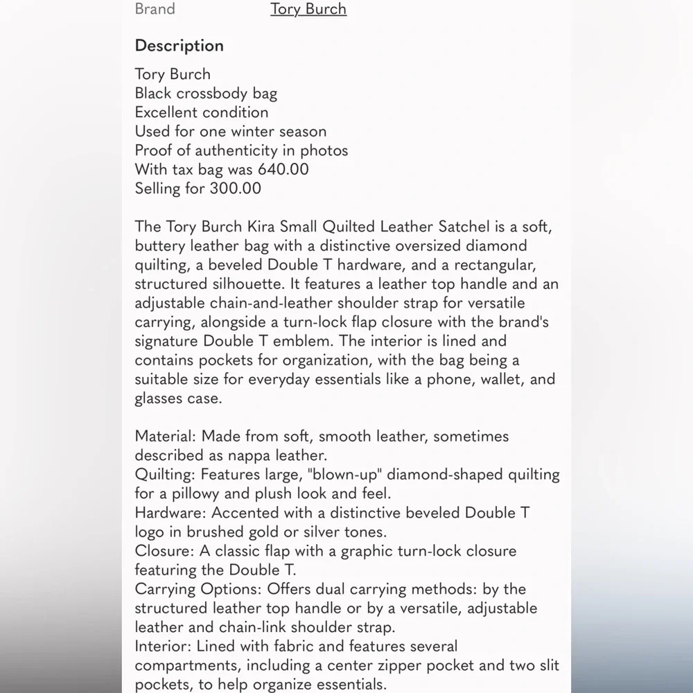 TORY BURCH SMALL KIRA SATCHEL TOP HANDLE BAG - Picture 14 of 14